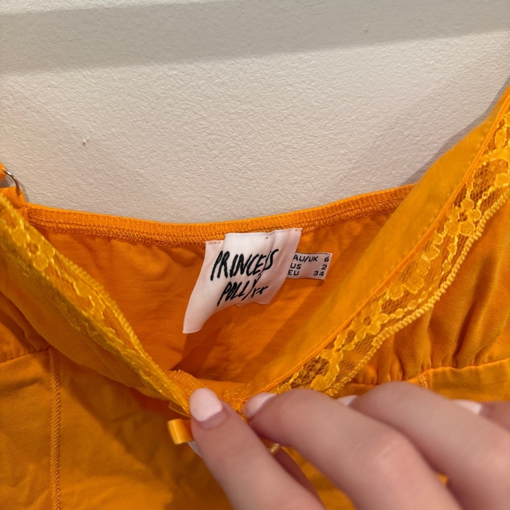 NWOT Princess Polly Orange Lace Trim Cami Top - Picture 4 of 4